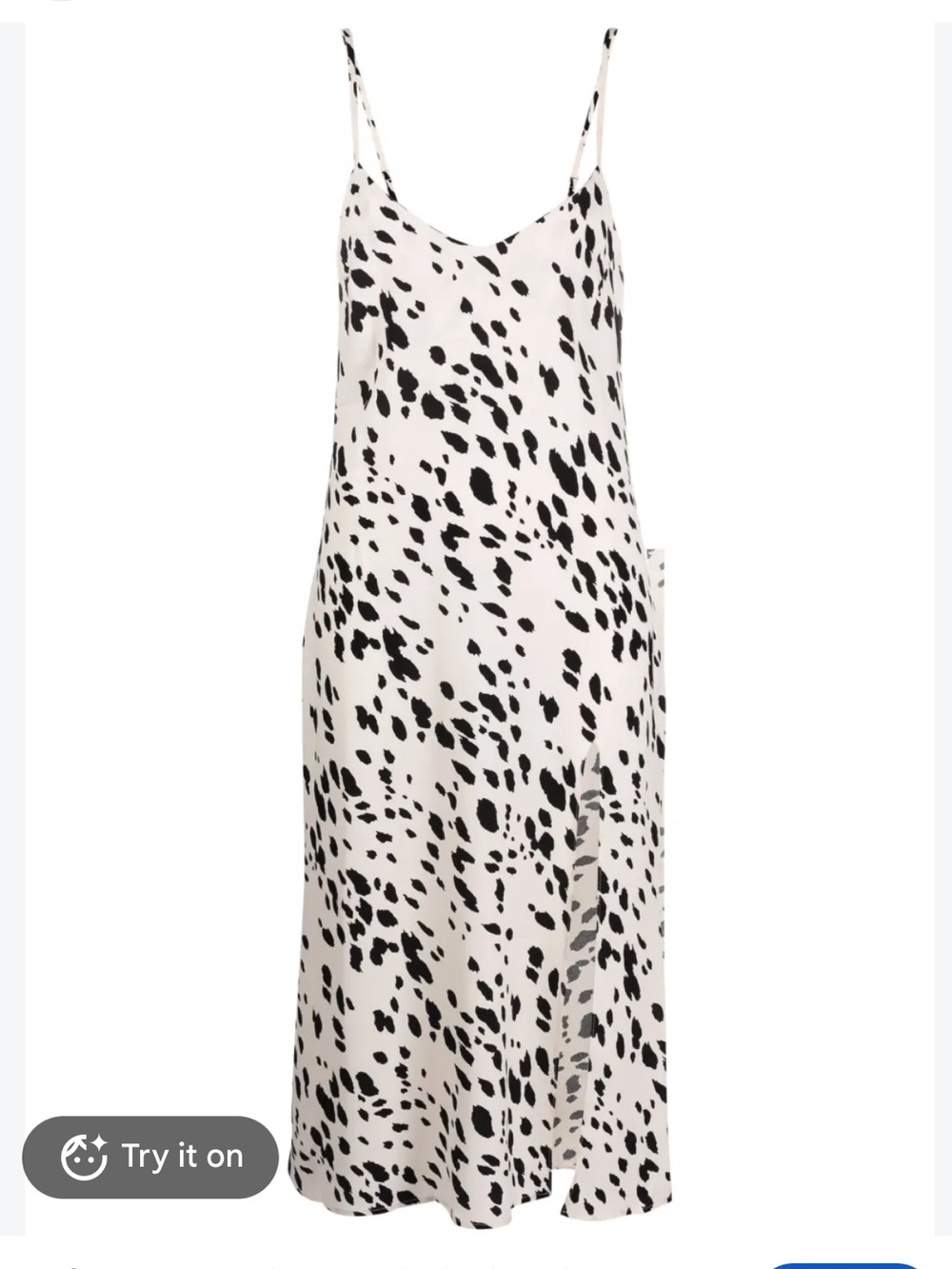 REFORMATION Crimini Slip Dress Dalmatian Print Side Slit‎ Size 0